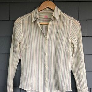 AE Striped Gauze Cotton Button Down Size 2